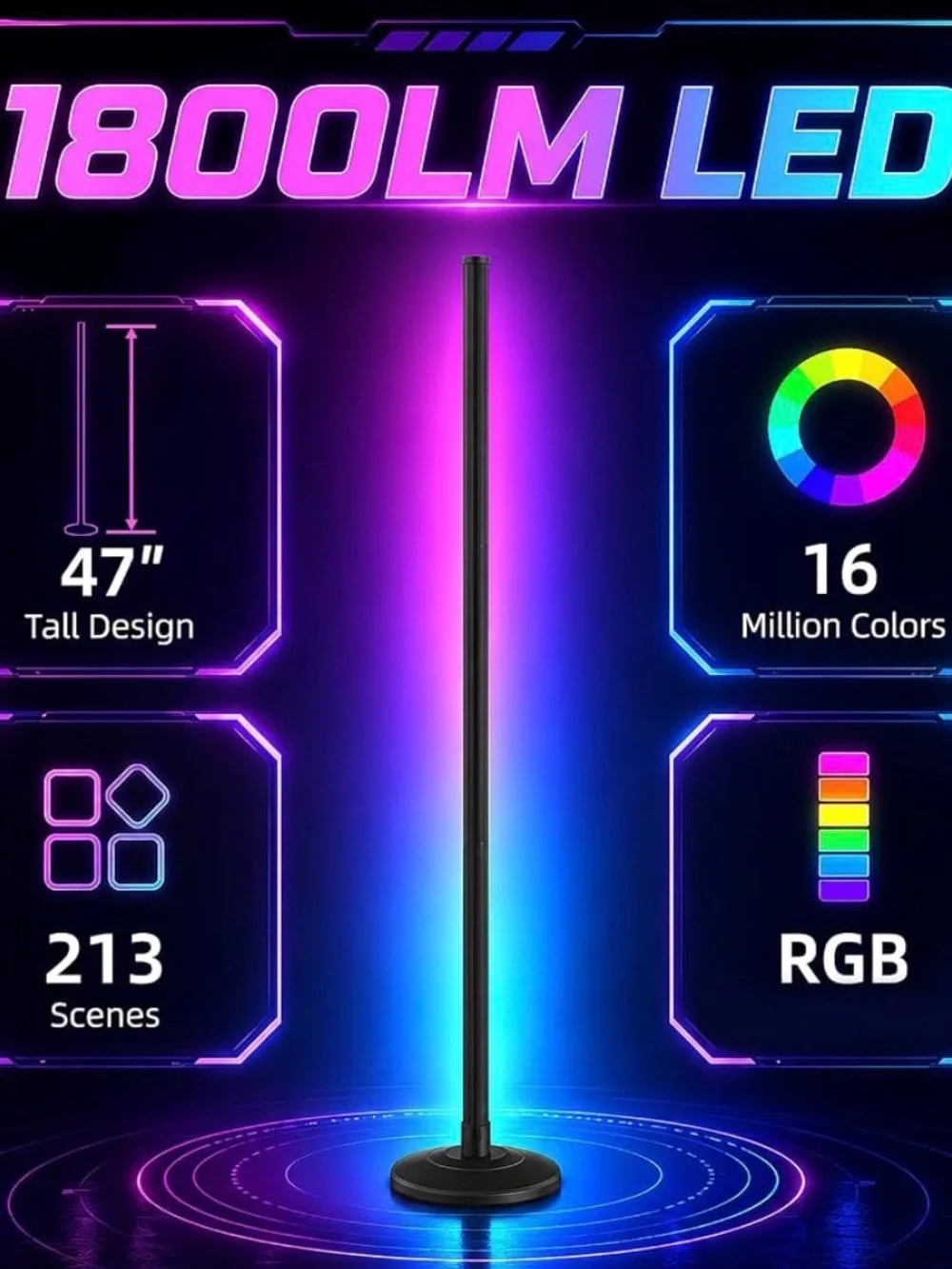 LED Ambient TV Backlight & Floor Lamp - Multicolor